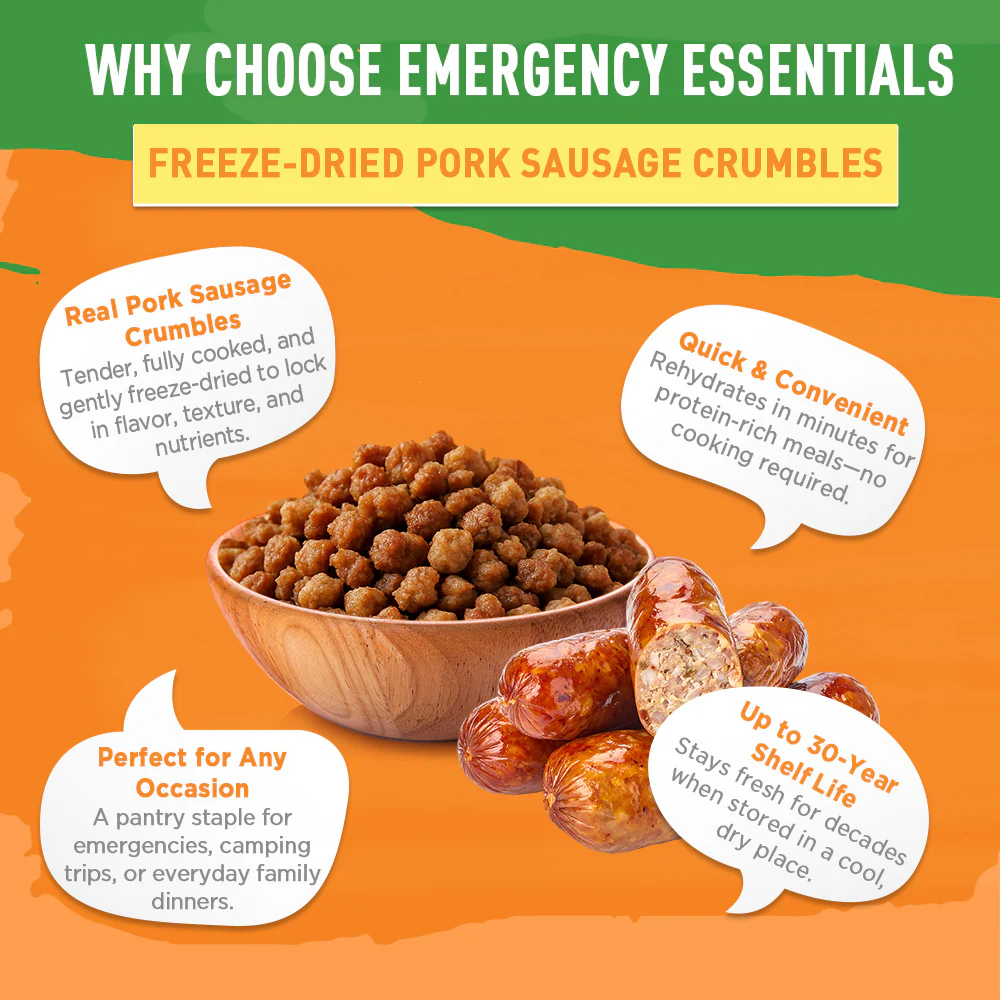 NEW Emergency Essentials® Pork Sausage Crumbles Large #10 can - Image 5